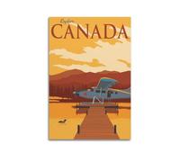 QXYUIN Travel Poster Explore Canada, Scenic Seaplane on A Lake with Mountain Vistas.jpg Poster Wall Art Canvas Aesthetic Decorative Painting for Room 08x12inch(20x30cm) Unframe-style
