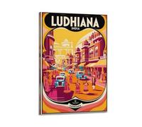 QXYUIN Travel Poster Ludhiana India, Busy Street with Traditional Attire And Classic Cars.jpg Poster Wall Art Canvas Aesthetic Decorative Painting for Room 08x12inch(20x30cm) Frame-style
