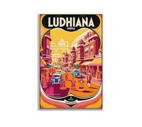 QXYUIN Travel Poster Ludhiana India, Busy Street with Traditional Attire And Classic Cars.jpg Poster Wall Art Canvas Aesthetic Decorative Painting for Room 16x24inch(40x60cm) Unframe-style