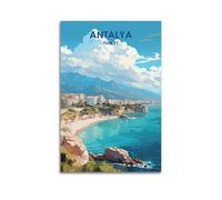 QXYUIN Travel Poster Turkey, Antalya Coastal Cityscape.jpg Poster Wall Art Canvas Aesthetic Decorative Painting for Room 16x24inch(40x60cm) Unframe-style