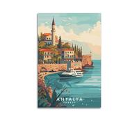 QXYUIN Travel Poster Turkey, Antalya Harbor Charm.jpg Poster Wall Art Canvas Aesthetic Decorative Painting for Room 12x18inch(30x45cm) Unframe-style