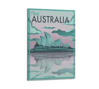 QXYUIN Vintage Poster Australia, Sydney Opera House Reflection.jpg Poster Wall Art Canvas Aesthetic Decorative Painting for Room 08x12inch(20x30cm) Frame-style