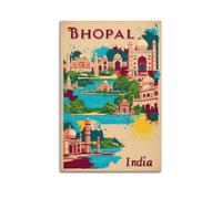 QXYUIN Vintage Poster India, Bhopal Architectural Splendor.jpg Poster Wall Art Canvas Aesthetic Decorative Painting for Room 08x12inch(20x30cm) Unframe-style