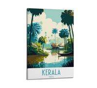 QXYUIN Vintage Poster India, Kerala Backwater Scenery.jpg Poster Wall Art Canvas Aesthetic Decorative Painting for Room 24x36inch(60x90cm) Frame-style