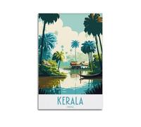 QXYUIN Vintage Poster India, Kerala Backwater Scenery.jpg Poster Wall Art Canvas Aesthetic Decorative Painting for Room 12x18inch(30x45cm) Unframe-style