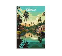 QXYUIN Vintage Poster India, Kerala Backwater Villages.jpg Poster Wall Art Canvas Aesthetic Decorative Painting for Room 16x24inch(40x60cm) Unframe-style