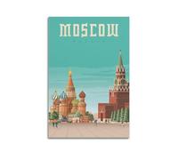 QXYUIN Vintage Poster Moscow Russia, Red Square Landmarks.jpg Poster Wall Art Canvas Aesthetic Decorative Painting for Room 16x24inch(40x60cm) Unframe-style