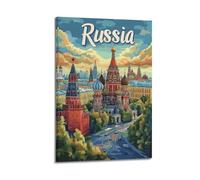 QXYUIN Vintage Poster Russia, Panoramic Cityscape with Historic Architecture.jpg Poster Wall Art Canvas Aesthetic Decorative Painting for Room 16x24inch(40x60cm) Frame-style