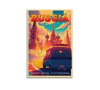 QXYUIN Vintage Poster Russia, Road Trip to Saint Basil Cathedral.jpg Poster Wall Art Canvas Aesthetic Decorative Painting for Room 16x24inch(40x60cm) Unframe-style