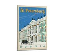 QXYUIN Vintage Poster St Petersburg Russia, Winter Palace with Horse Drawn Carriage.jpg Poster Wall Art Canvas Aesthetic Decorative Painting for Room 24x36inch(60x90cm) Frame-style