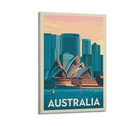 QXYUIN Vintage Travel Australia, Sydney Opera House Skyline.jpg Poster Wall Art Canvas Aesthetic Decorative Painting for Room 16x24inch(40x60cm) Frame-style