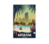 QXYUIN Vintage Travel Brisbane, Australia South Bank Streets Beach.jpg Poster Wall Art Canvas Aesthetic Decorative Painting for Room 16x24inch(40x60cm) Unframe-style