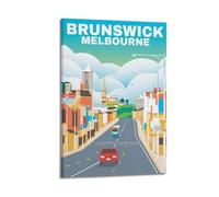 QXYUIN Vintage Travel Brunswick, Melbourne Street Scene.jpg Poster Wall Art Canvas Aesthetic Decorative Painting for Room 12x18inch(30x45cm) Frame-style