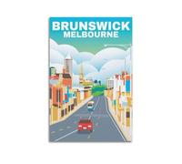 QXYUIN Vintage Travel Brunswick, Melbourne Street Scene.jpg Poster Wall Art Canvas Aesthetic Decorative Painting for Room 16x24inch(40x60cm) Unframe-style