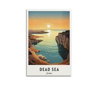 QXYUIN Vintage Travel Dead Sea Jordan, Sunset Over The Lake.jpg Poster Wall Art Canvas Aesthetic Decorative Painting for Room 12x18inch(30x45cm) Unframe-style
