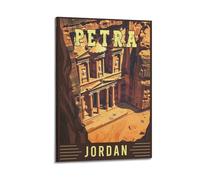 QXYUIN Vintage Travel Petra Jordan, Aerial View of Treasury.jpg Poster Wall Art Canvas Aesthetic Decorative Painting for Room 20x30inch(50x75cm) Frame-style