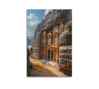 QXYUIN Vintage Travel Petra Jordan, Crowded Treasury Plaza.jpg Poster Wall Art Canvas Aesthetic Decorative Painting for Room 20x30inch(50x75cm) Unframe-style