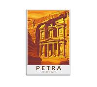 QXYUIN Vintage Travel Petra Jordan, Golden Treasury Facade.jpg Poster Wall Art Canvas Aesthetic Decorative Painting for Room 20x30inch(50x75cm) Unframe-style
