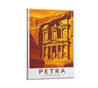 QXYUIN Vintage Travel Petra Jordan, Golden Treasury Facade.jpg Poster Wall Art Canvas Aesthetic Decorative Painting for Room 20x30inch(50x75cm) Frame-style