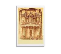 QXYUIN Vintage Travel Petra Jordan, Sketch of The Treasury.jpg Poster Wall Art Canvas Aesthetic Decorative Painting for Room 20x30inch(50x75cm) Unframe-style