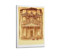 QXYUIN Vintage Travel Petra Jordan, Sketch of The Treasury.jpg Poster Wall Art Canvas Aesthetic Decorative Painting for Room 20x30inch(50x75cm) Frame-style