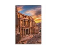 QXYUIN Vintage Travel Petra Jordan, The Treasury at Sunset.jpg Poster Wall Art Canvas Aesthetic Decorative Painting for Room 20x30inch(50x75cm) Unframe-style