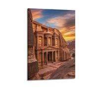 QXYUIN Vintage Travel Petra Jordan, The Treasury at Sunset.jpg Poster Wall Art Canvas Aesthetic Decorative Painting for Room 20x30inch(50x75cm) Frame-style