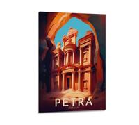 QXYUIN Vintage Travel Petra Jordan, The Treasury Through Siq.jpg Poster Wall Art Canvas Aesthetic Decorative Painting for Room 20x30inch(50x75cm) Frame-style