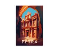 QXYUIN Vintage Travel Petra Jordan, The Treasury Through Siq.jpg Poster Wall Art Canvas Aesthetic Decorative Painting for Room 20x30inch(50x75cm) Unframe-style