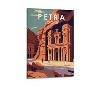 QXYUIN Vintage Travel Petra Jordan, Treasury in Canyon.jpg Poster Wall Art Canvas Aesthetic Decorative Painting for Room 20x30inch(50x75cm) Frame-style