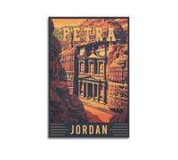 QXYUIN Vintage Travel Petra Jordan, Treasury in Orange Hues.jpg Poster Wall Art Canvas Aesthetic Decorative Painting for Room 20x30inch(50x75cm) Unframe-style