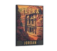 QXYUIN Vintage Travel Petra Jordan, Treasury in Orange Hues.jpg Poster Wall Art Canvas Aesthetic Decorative Painting for Room 20x30inch(50x75cm) Frame-style