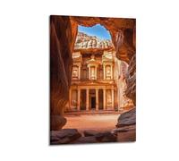 QXYUIN Vintage Travel Petra Jordan, Treasury Through Siq.jpg Poster Wall Art Canvas Aesthetic Decorative Painting for Room 20x30inch(50x75cm) Frame-style