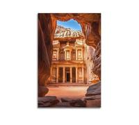QXYUIN Vintage Travel Petra Jordan, Treasury Through Siq.jpg Poster Wall Art Canvas Aesthetic Decorative Painting for Room 20x30inch(50x75cm) Unframe-style