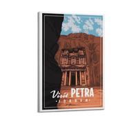 QXYUIN Vintage Travel Petra Jordan, Visit The Ancient City.jpg Poster Wall Art Canvas Aesthetic Decorative Painting for Room 12x18inch(30x45cm) Frame-style