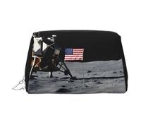 QXYZPYZYLD Astronaut On The Moon Durable Pvc Leather Toiletry Organizer With Multiple Interior Pockets For Travel And Home Use, Silver, One Size