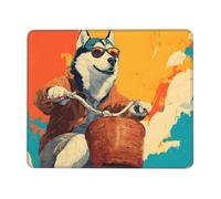 QXYZPYZYLD Husky Riding A Bicycle Print Washable Mousepad Cloth, Non-Slip Rubber Base Computer Mousepads for Laptop