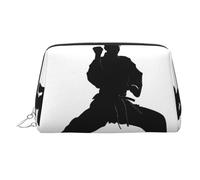 QXYZPYZYLD Karate Durable Pvc Leather Toiletry Organizer With Multiple Interior Pockets For Travel And Home Use, Silver, One Size