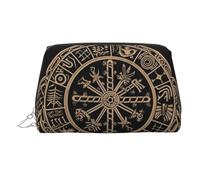 QXYZPYZYLD Magical Design Norse Runes Compass Durable Pvc Leather Toiletry Organizer With Multiple Interior Pockets For Travel And Home Use, Silver, One Size