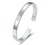 QYAQ Sterling Silver Bracelet For Women,Ladies 925 Sterling Silver Bracelet Adjustable Open Cuff Bangle Friendship Bracelet Sterling Silver Jewellery Gifts For Sisters Friend Couples Mom