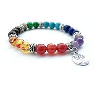 QYAQ Stone Bead Bracelet For Women,7 Chakra Lady Natural Stone Bead Bracelet Elastic Rope Life Tree Pendant Beaded Fashion Boho Yoga Meditation Lucky Jewelry Gift For Girlfriend Mom