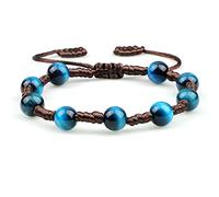 QYAQ Stone Bead Bracelet For Women,Natural Stone Bangle For Women Hand Weave Brown Rope Blue Tiger'S Eye Bracelet 7 Chakras Bracelet Boho Women Jewellery Gift For Couples Girlfriend Mom