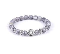 QYAQ Stone Bead Bracelet For Women,Natural Stone Bracelet For Women Elastic Grey Map Jasper Bracelet 7 Chakras Bracelet Star Of David Gemstone Bracelet Boho Gift For Couples Girlfriend Mom