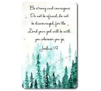 QYAYIK Be Strong and Courageous Scripture Wall Art - Masculine Christianity- Religious Gifts for Men - Christian Gifts for Men - Catholic Gifts - Inspirational Motivational Posters Sign - Joshua 1 9
