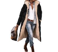 QYBFMSM Winter Jacket Women's Warm Plain Winter Coat Women's Long with Hood Reversible Teddy Coat Women's Slim Cut Parka Women's Winter Very Elegant Women's Coats, black, M