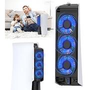 QYCHHJ Cooling Fan for PS5 Cooler Fan for PS5 Accessories with LED Light and 3 USB Ports Fan Cooling Fan Compatible with PS5 host digital version or CD version, White, (PS5 Lüfter)