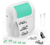 QYCHHJ Label Maker Machine with Tape Label Printer Mini Pocket Printer Portable Thermal Photo Printer with 5 Rolls of Printing Paper for Android or iOS APP, Bluetooth Inkless Labler Maker blue
