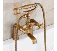 Qycp Faucet Sink Mixer Tap Deck Mounted Bath Faucet with Hand Shower, Antique Bronze