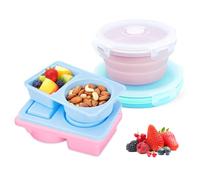 QYCSAMY 4 Pack Collapsible Silicone Snack Containers with Lids, Salad Dressing Sauce Seasoning Container, Reusable Small Snackle Box Container for School, Travel, Office, Picnic