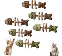 QYDZR Fix Your Cat’s Dental Health, Creative Fish Bone Cat Toy - Wooden Catnip Teeth Cleaning Stick, Natural Fishbone Cat Dental Toy, Durable Feline Tooth Care Tool(6pcs-Mix)
